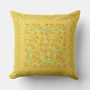 Golden Yellow Daffodils and Check Gingham Border Cushion