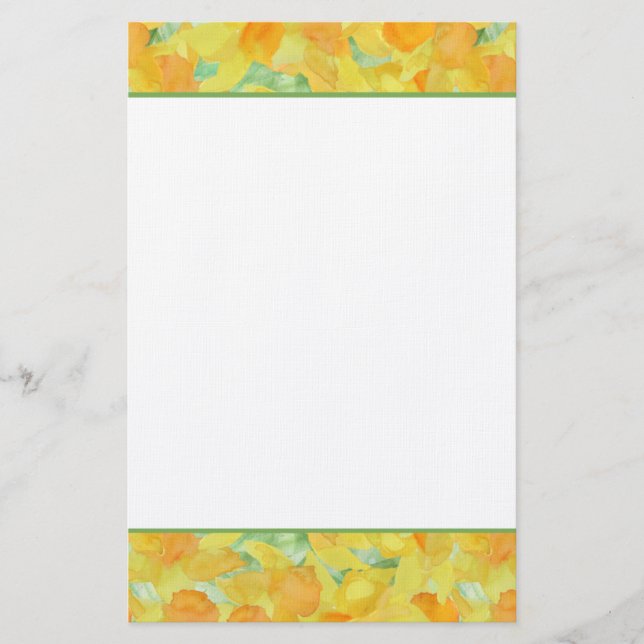 Golden Yellow Daffodils Stationery or Notepaper (Front)
