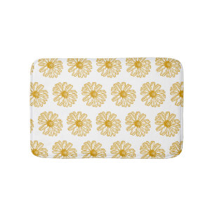 Golden Yellow Daisies Print, Daisy Floral Pattern Bath Mat