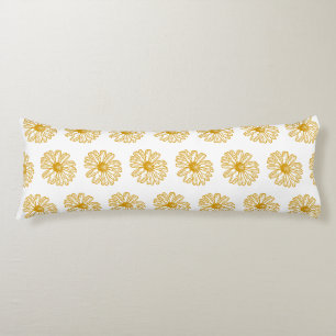 Golden Yellow Daisies Print, Daisy Floral Pattern Body Cushion
