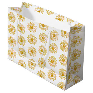 Golden Yellow Daisies Print, Daisy Floral Pattern Large Gift Bag