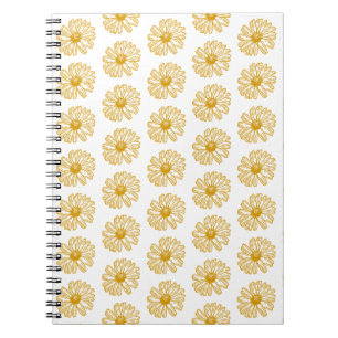 Golden Yellow Daisies Print, Daisy Floral Pattern Notebook