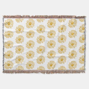 Golden Yellow Daisies Print, Daisy Floral Pattern Throw Blanket