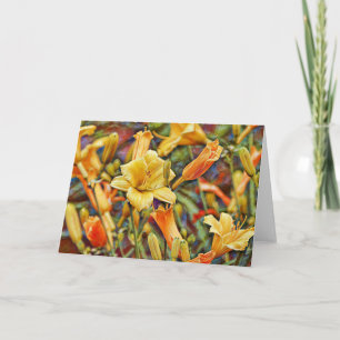 Golden Yellow Day Lily Garden Art Note Card