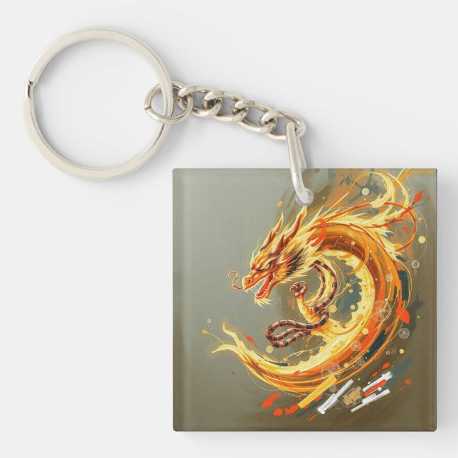 Golden Yellow Dragon Key Ring (Front)