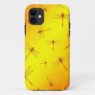 Golden Yellow Dragonfly Pattern, iPhone 11 Case