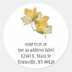 Golden Yellow  Fall Leaves Classic Round Sticker