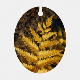 Golden Yellow Fern Leaves Metal Tree Decoration
