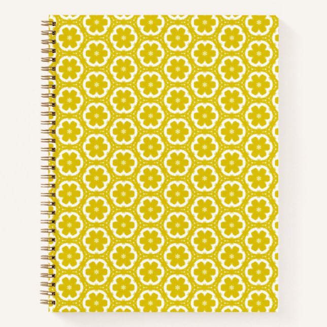 Golden Yellow Floral Spiral Notebook (Front)