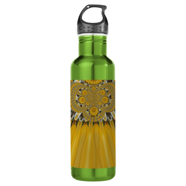 Golden Yellow Flower Pattern Design Art 710 Ml Water Bottle (Front)