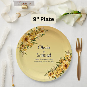 Golden Yellow Flowers 9" Paper Plate