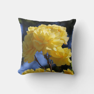 Golden Yellow Flowers Pretty Roses Photo Cushion