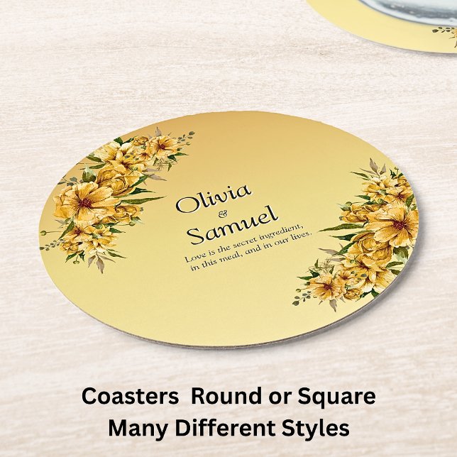 Golden Yellow Flowers   Round Paper Coaster (Creator Uploaded)