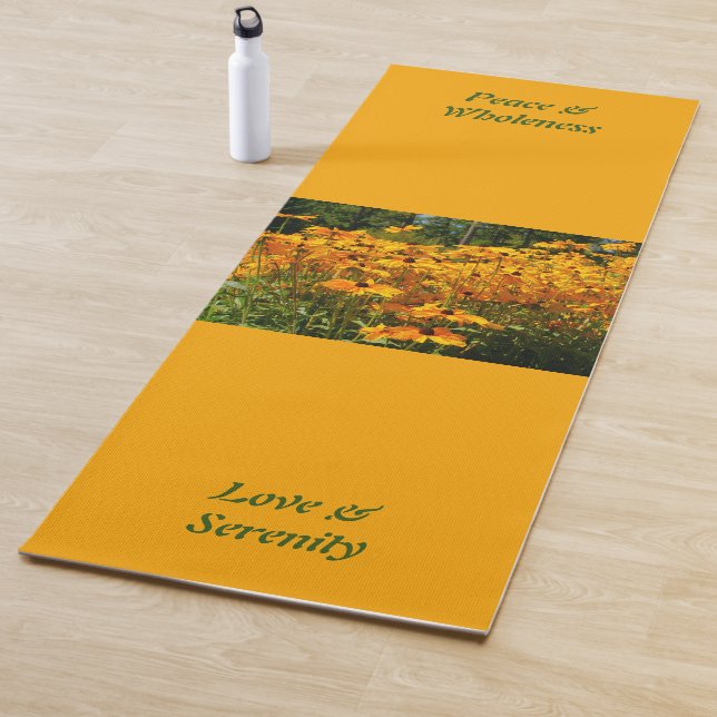 Golden yellow flowers, your own image & text yoga mat (In Situ)