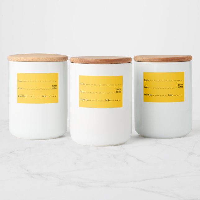 Golden Yellow Food Labels for Home and Kitchen (Bottles)