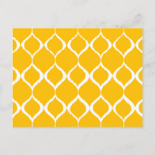Golden Yellow Geometric Ikat Tribal Print Pattern Postcard