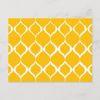 Golden Yellow Geometric Ikat Tribal Print Pattern Postcard