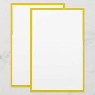 Golden Yellow Gold Border Edges White Custom Colou Stationery