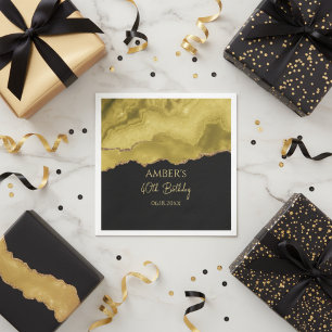Golden Yellow Gold Glitter Abstract Watercolor Napkin