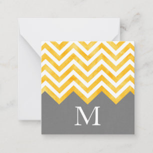 Golden Yellow Grey Chevron Colour Block Card