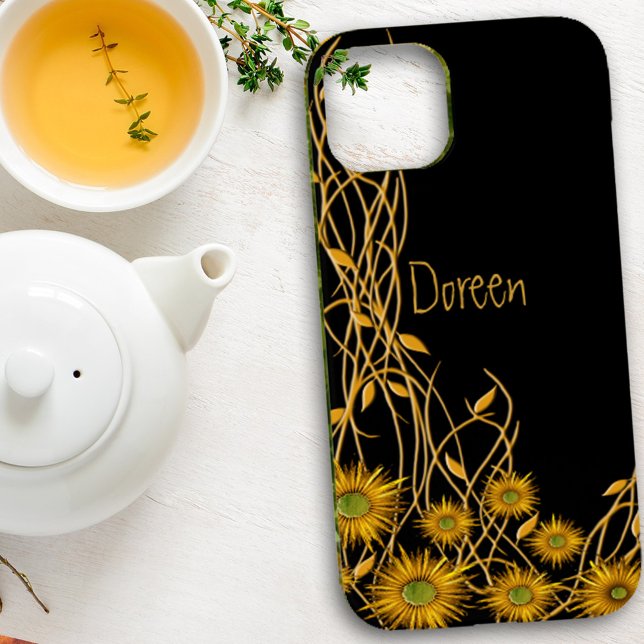 Golden Yellow Grunge Flower & Vine Case-Mate iPhone Case (Creator Uploaded)