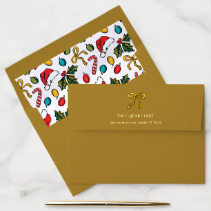 Golden Yellow Hand Drawn Bow Return Address Envelope