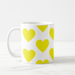 Golden yellow hearts fun white coffee mug