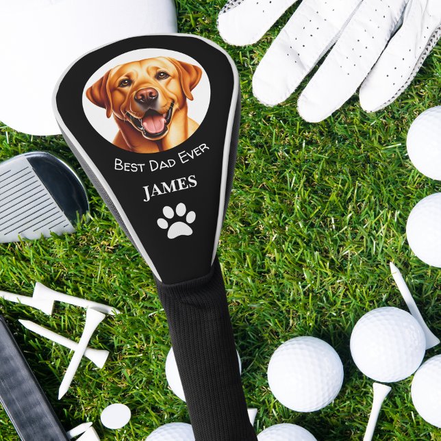 Golden Yellow Labrador Best Dad Ever Name Golf Head Cover (Creator Uploaded)