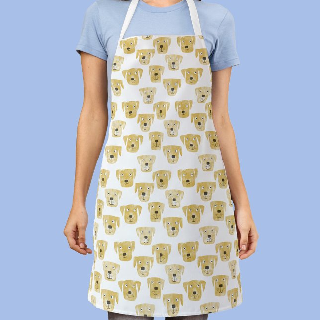 Golden Yellow Labrador Retriever Dog Pattern Apron (Cute Golden Yellow Labrador Retriever Dog patterned apron)