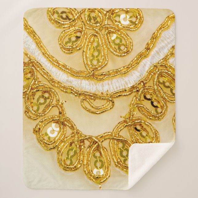 Golden yellow lace stripe. Background texture, sun Sherpa Blanket (Front)