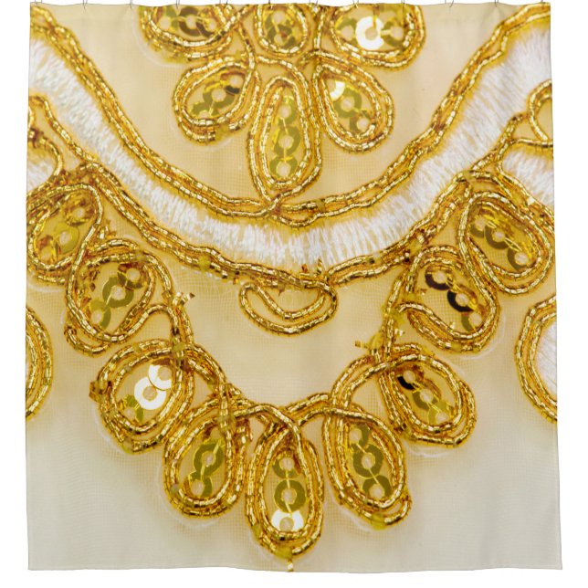 Golden yellow lace stripe. Background texture, sun Shower Curtain (Front)