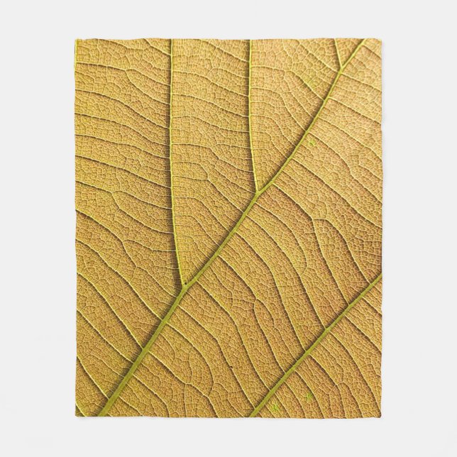 Golden yellow leaf pattern in the morning.  fleece blanket (Front)