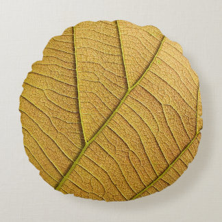 Golden yellow leaf pattern in the morning.  round cushion