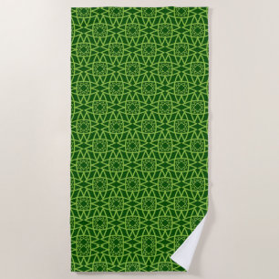 Golden Yellow Leafy Vine Pattern Beach Towel