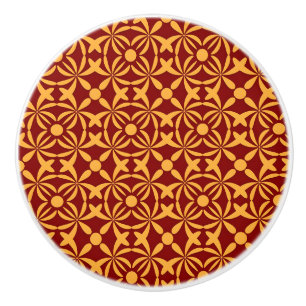 Golden Yellow Leafy Vine Pattern Ceramic Knob