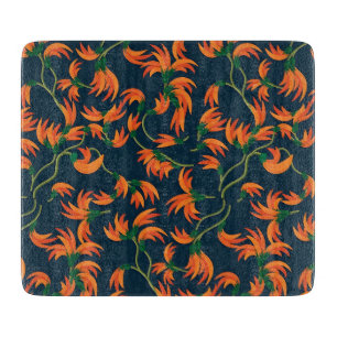 Golden Yellow Leafy Vine Pattern Cutting Board