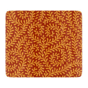 Golden Yellow Leafy Vine Pattern Cutting Board