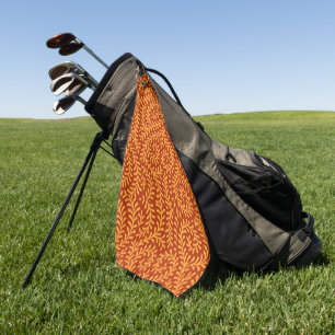 Golden Yellow Leafy Vine Pattern Golf Towel