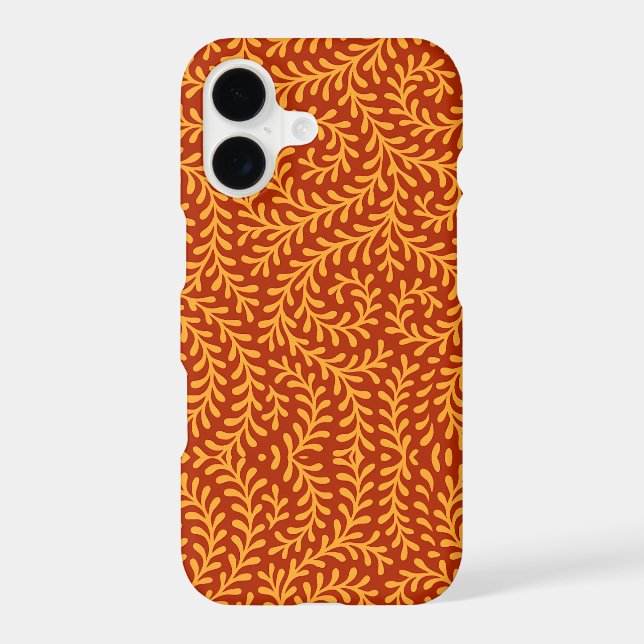 Golden Yellow Leafy Vine Pattern  iPhone Case (Back)