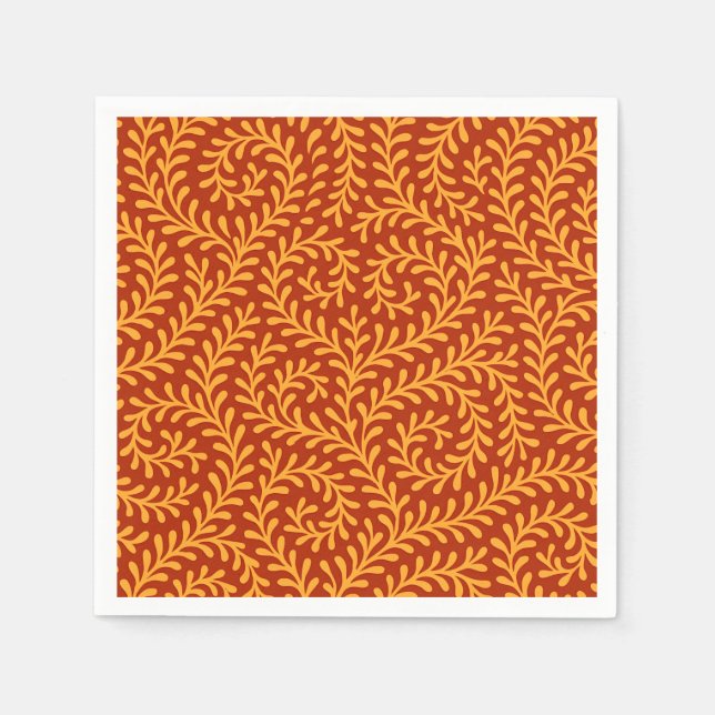 Golden Yellow Leafy Vine Pattern  Napkin (Front)