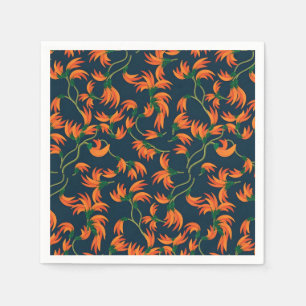 Golden Yellow Leafy Vine Pattern Napkins