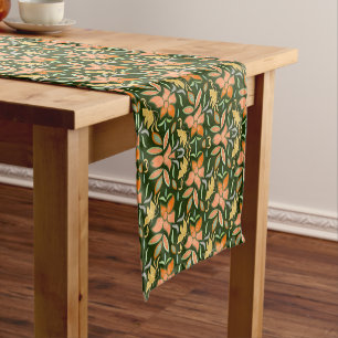 Golden Yellow Leafy Vine Pattern  Short Table Runn Runner