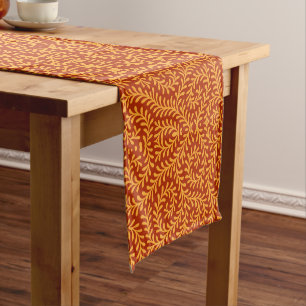Golden Yellow Leafy Vine Pattern  Short Table Runner