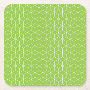 Golden Yellow Leafy Vine Pattern Square Paper Coa Coaster