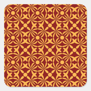 Golden Yellow Leafy Vine Pattern  Square Sticker