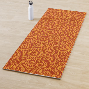 Golden Yellow Leafy Vine Pattern Yoga Mat