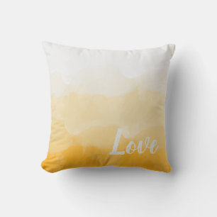 Golden Yellow Love Watercolor Cushion