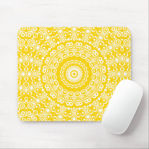 Golden Yellow Mandala Pattern Mouse Mat