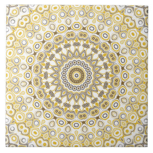 Golden Yellow Mandala Pattern Tile