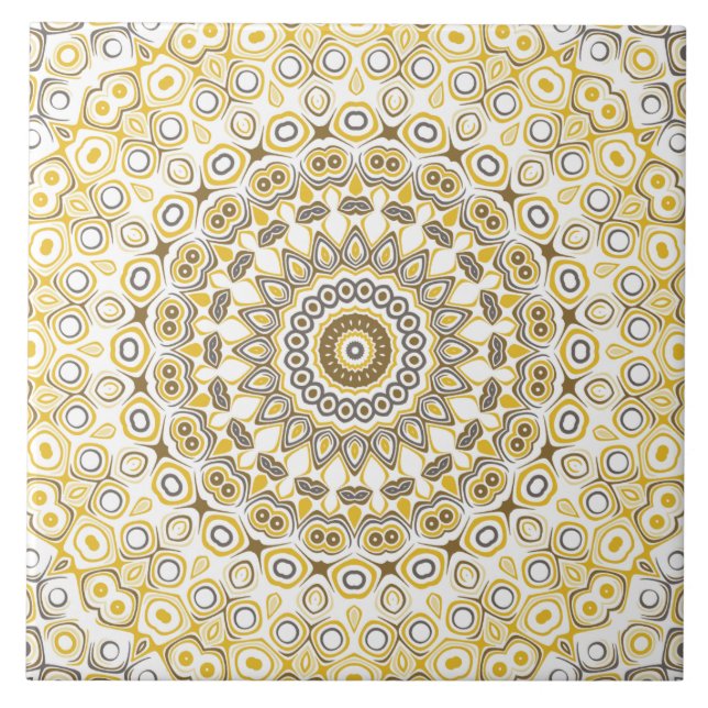 Golden Yellow Mandala Pattern Tile (Front)